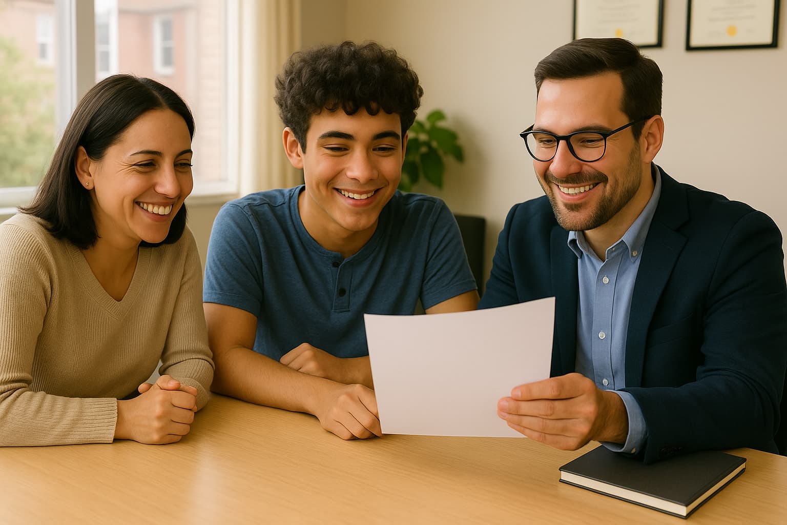Family celebrating student ACT results